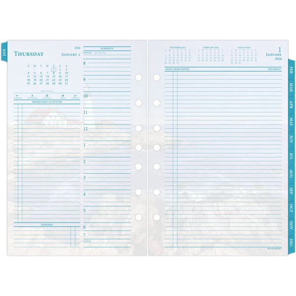 slide 9 of 9, AT-A-GLANCE® 2026 Seascapes Daily Monthly Planner Two Page Per Day Refill, Loose-Leaf, Desk Size, 5 1/2"" x 8 1/2"", 1 ct