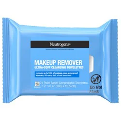 Neutrogena Makeup Remover Cleansing Facial Towelettes, Daily Gentle Face Wipes to Remove Oil, Dirt, & 99.3% of Makeup, Safe for Sensitive Eyes, Alcohol Free Wipes in Resealable Pack, 21 ct