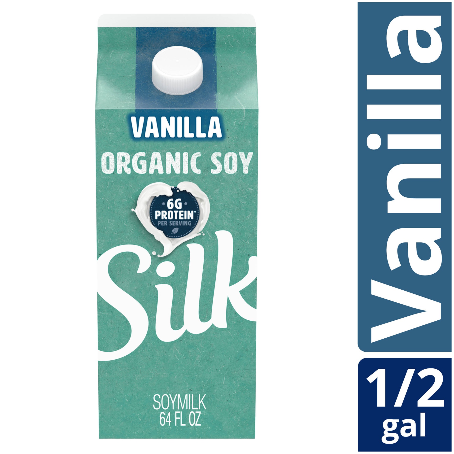 slide 1 of 7, Silk Vanilla Soy Milk, Half Gallon, 64 fl oz