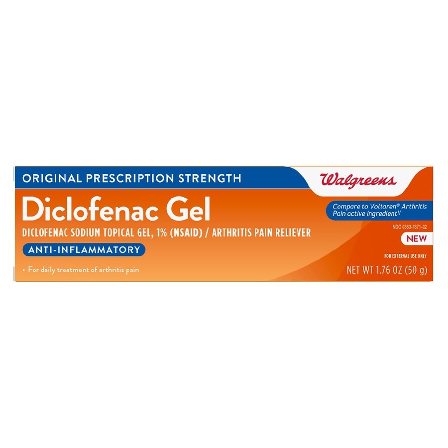 slide 1 of 1, Walgreens Arthritis Pain Relieving Gel, Diclofenac Sodium 1%, 1.76 oz