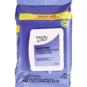 slide 1 of 1, CVS Beauty Nighttime Make-Up Remover Towelettes, 50/Pack, 1 ct