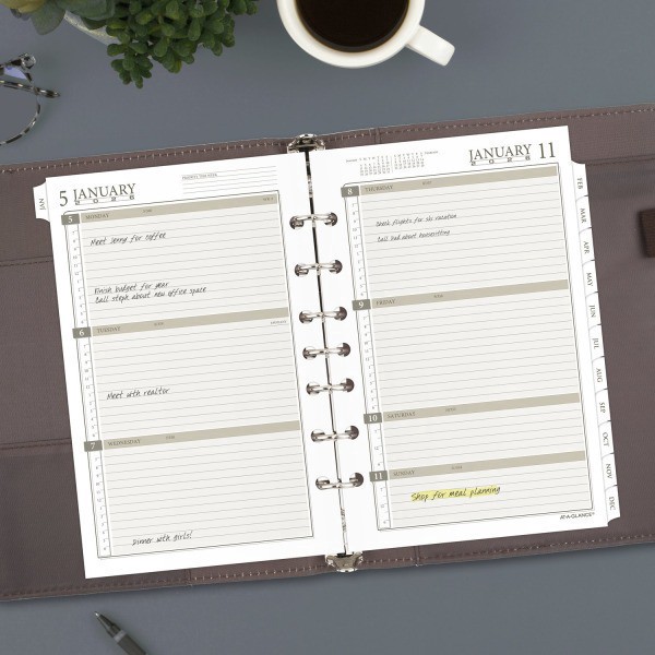 slide 2 of 5, AT-A-GLANCE® 2026 Weekly Monthly Planner Refill, Loose-Leaf, Desk Size, 5 1/2"" x 8 1/2"", 1 ct