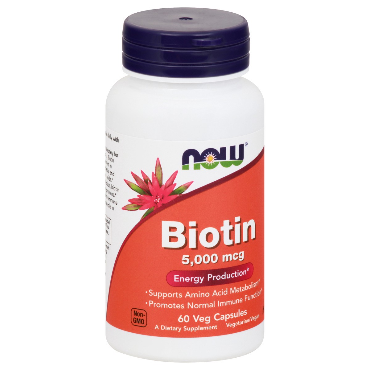 slide 5 of 9, NOW Supplements Biotin 5,000 mcg - 60 Veg Capsules, 60 ct