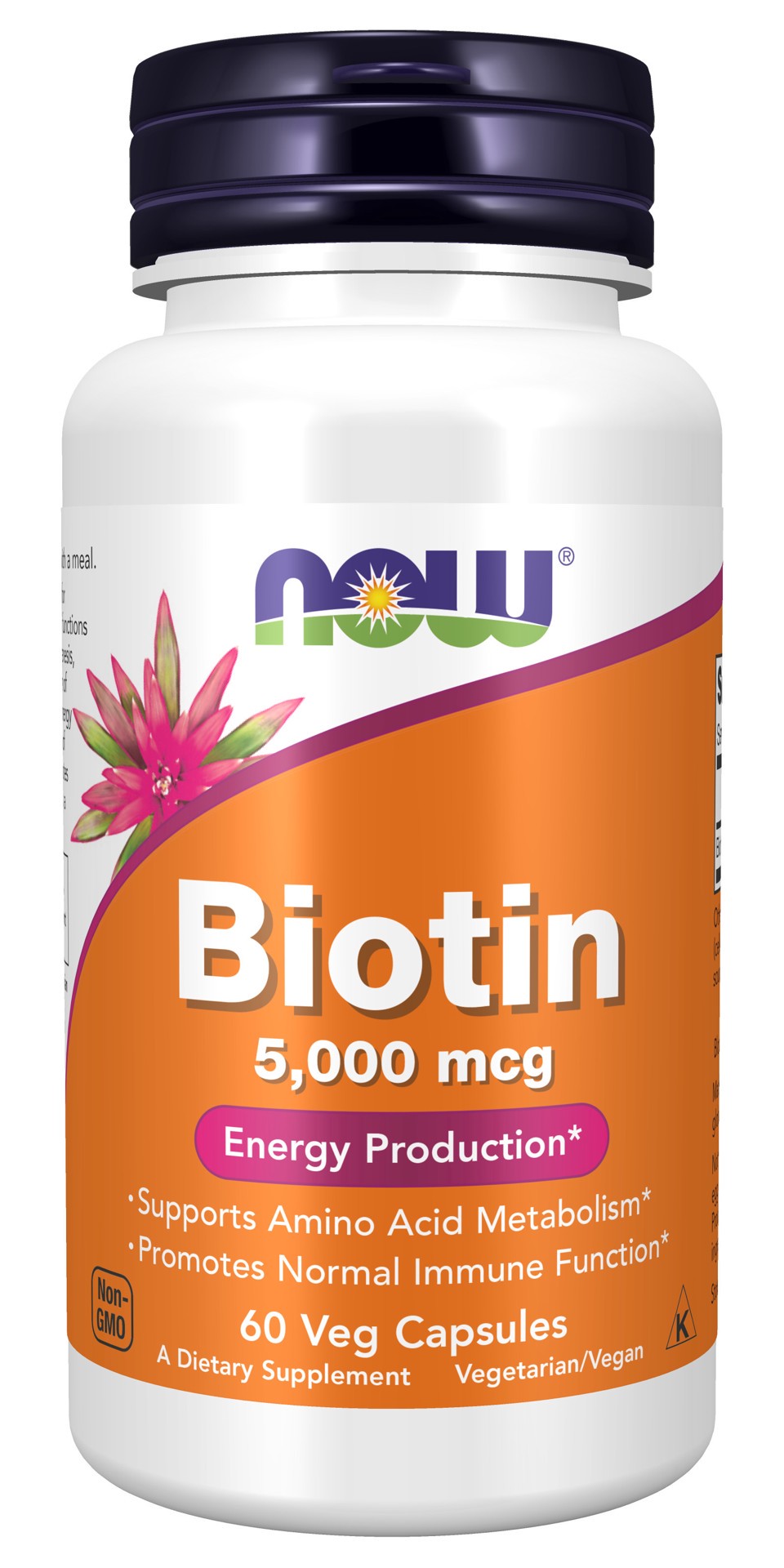 slide 1 of 9, NOW Supplements Biotin 5,000 mcg - 60 Veg Capsules, 60 ct