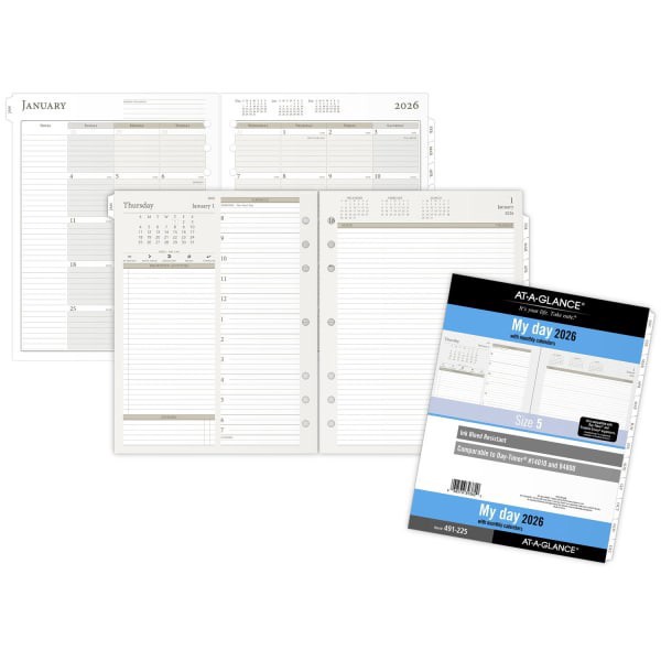 slide 3 of 5, AT-A-GLANCE® 2026 Daily Planner Two Pages Per Day Refill, Loose-Leaf, Folio Size, 8 1/2"" x 11"", 1 ct