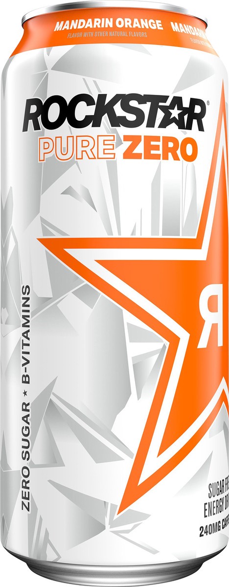 slide 2 of 6, Rockstar Pure Zero Sugar Free Energy Drink Mandarin Orange 16 Fl Oz, 16 oz