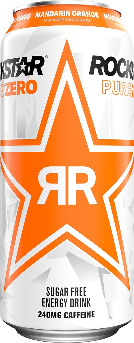 slide 4 of 6, Rockstar Pure Zero Sugar Free Energy Drink Mandarin Orange 16 Fl Oz, 16 oz