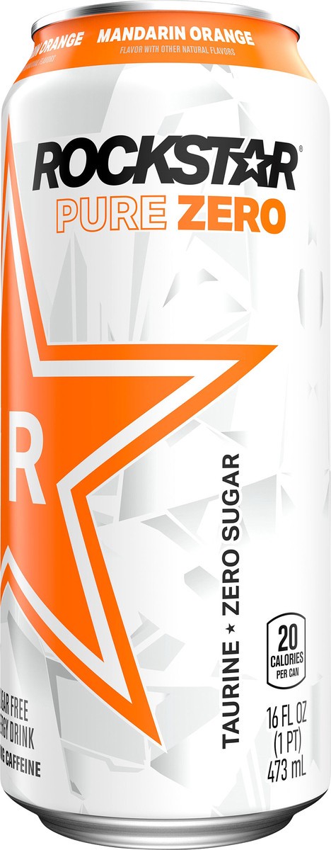 slide 6 of 6, Rockstar Pure Zero Sugar Free Energy Drink Mandarin Orange 16 Fl Oz, 16 oz