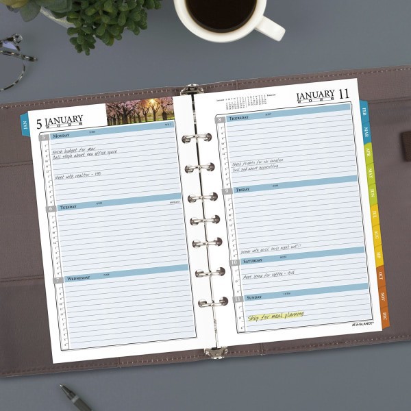 slide 2 of 9, AT-A-GLANCE® 2026 Zenscapes Weekly Monthly Planner Refill, Loose-Leaf, Desk Size, 5 1/2"" x 8 1/2"", 1 ct