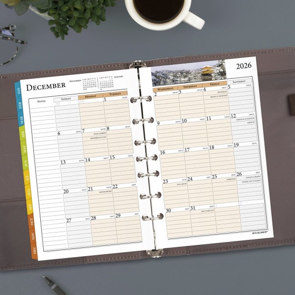 slide 4 of 9, AT-A-GLANCE® 2026 Zenscapes Weekly Monthly Planner Refill, Loose-Leaf, Desk Size, 5 1/2"" x 8 1/2"", 1 ct