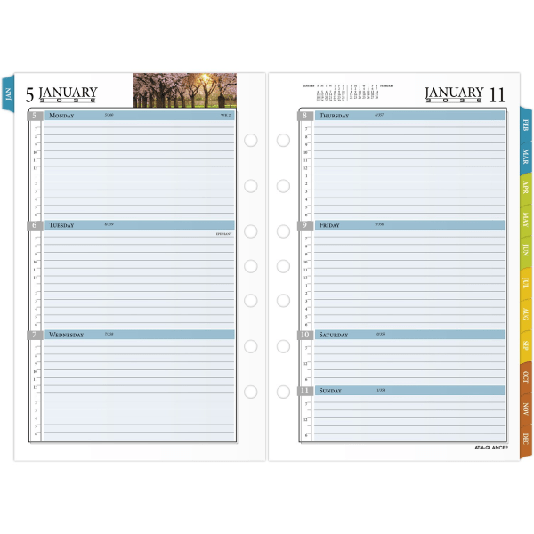slide 8 of 9, AT-A-GLANCE® 2026 Zenscapes Weekly Monthly Planner Refill, Loose-Leaf, Desk Size, 5 1/2"" x 8 1/2"", 1 ct