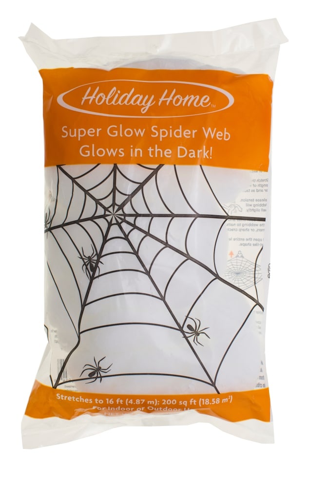 slide 1 of 1, Holiday Home Super Glow Spider Web - White, 16 ft