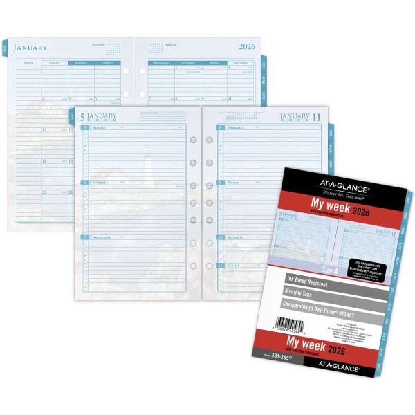 slide 6 of 9, AT-A-GLANCE® 2026 Seascapes Weekly Monthly Planner Refill, Loose-Leaf, Desk Size, 5 1/2"" x 8 1/2"", 1 ct