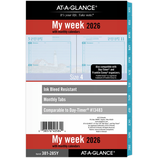 slide 3 of 9, AT-A-GLANCE® 2026 Seascapes Weekly Monthly Planner Refill, Loose-Leaf, Desk Size, 5 1/2"" x 8 1/2"", 1 ct