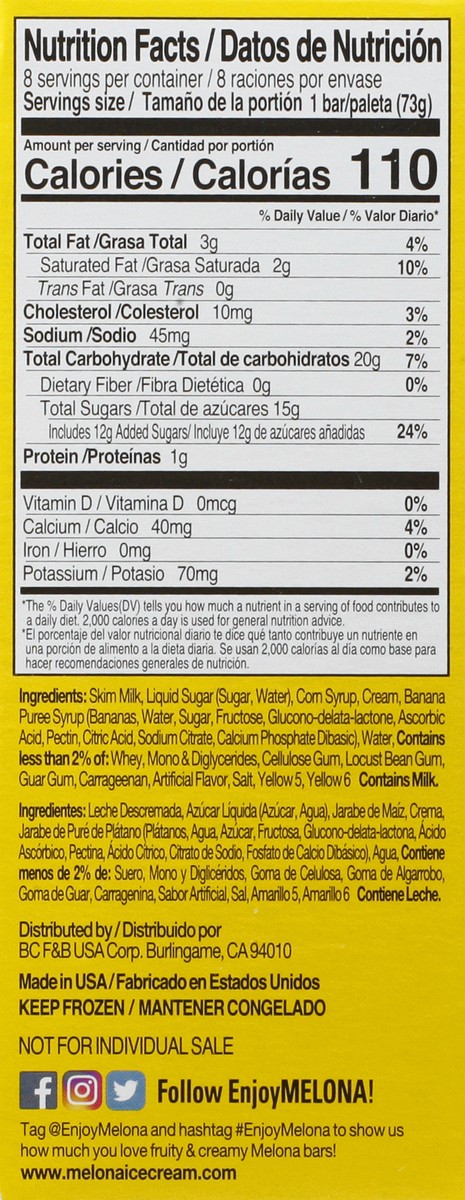 slide 5 of 9, Melona Banana Flavored Dessert Bars 8 ea, 8 ct