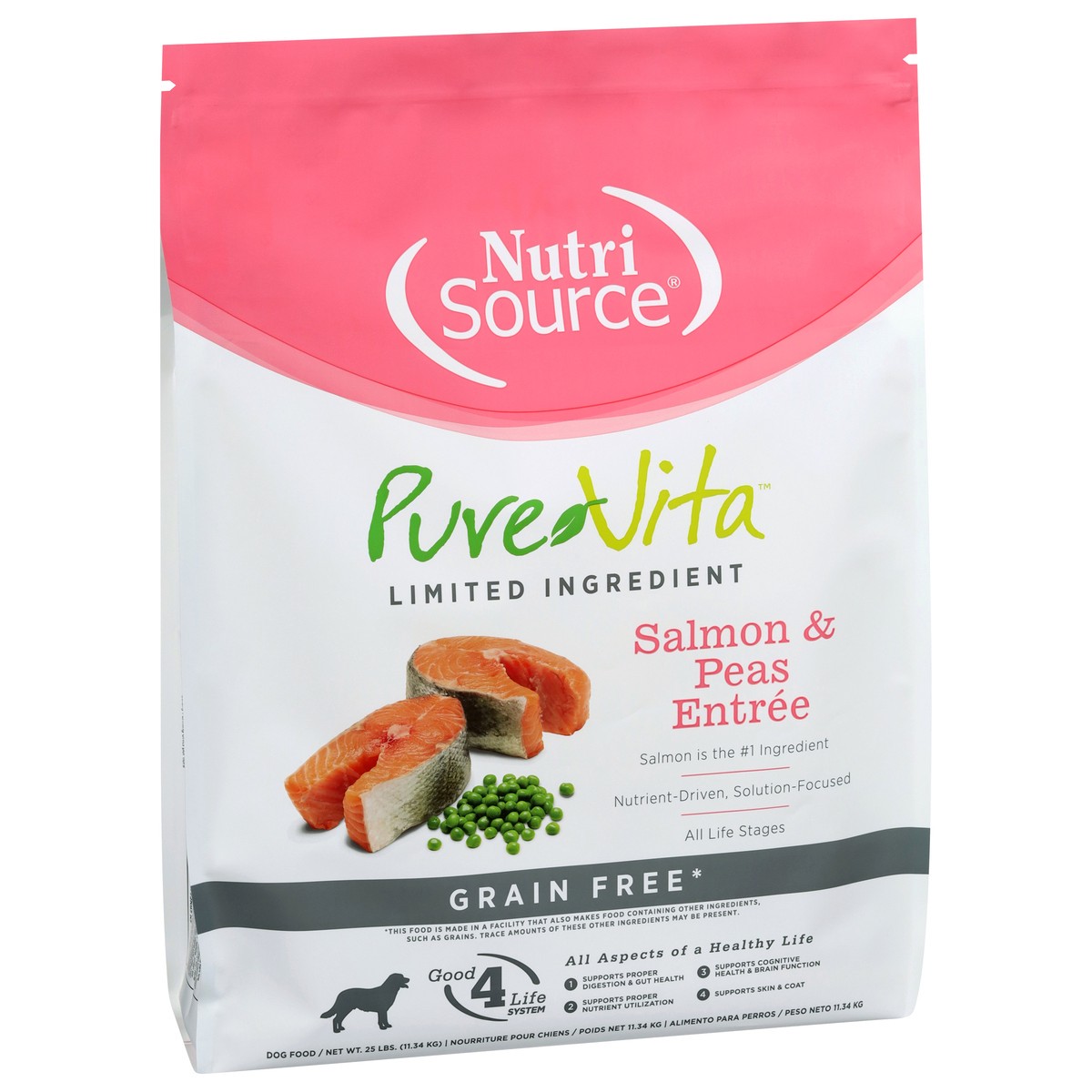 slide 9 of 14, NutriSource PureVita Grain Free For All Life Stages Salmon & Peas Entree Dog Food 25 lb, 25 lb