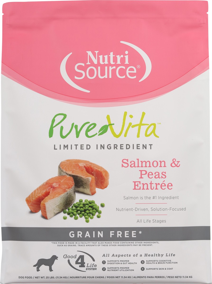 slide 2 of 14, NutriSource PureVita Grain Free For All Life Stages Salmon & Peas Entree Dog Food 25 lb, 25 lb