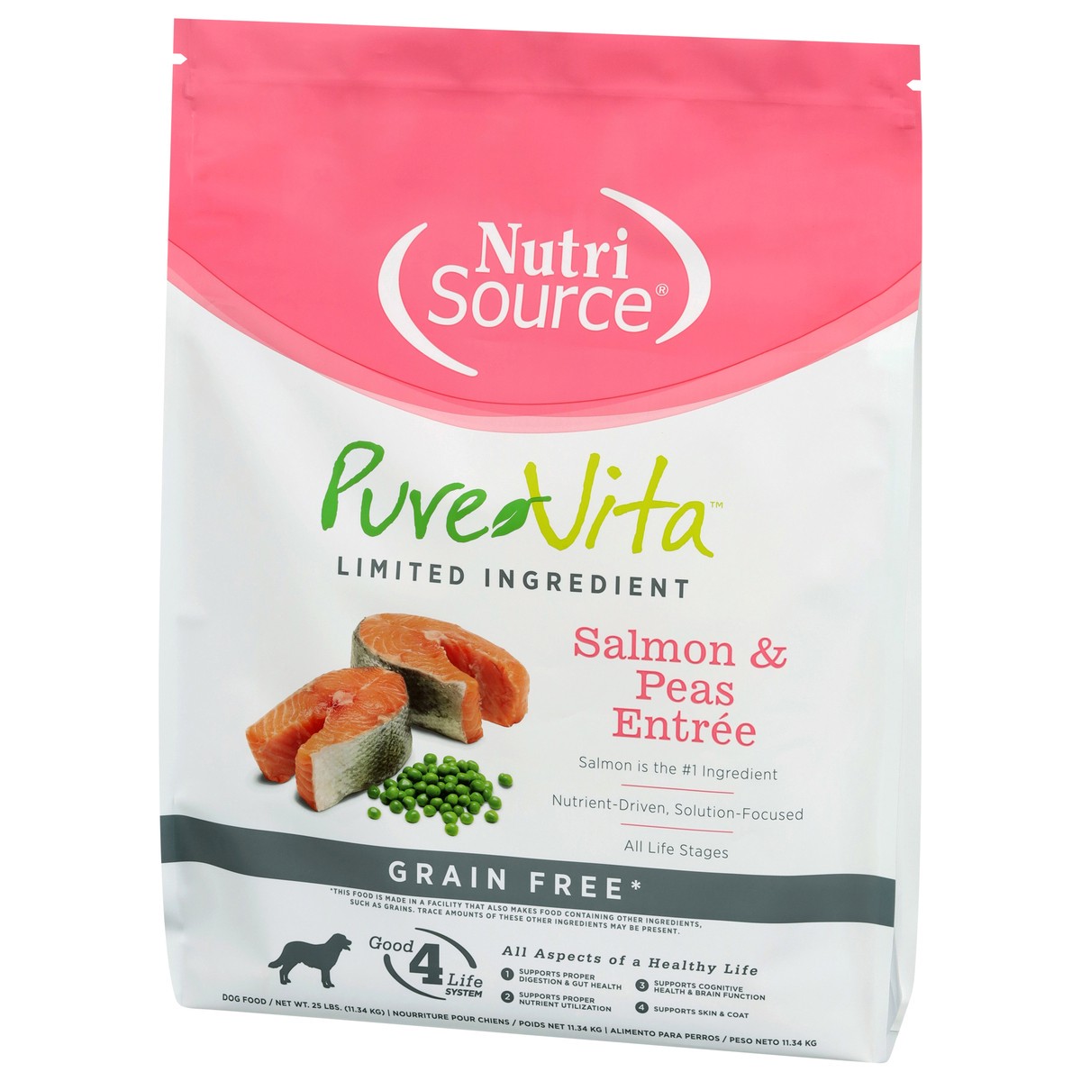slide 6 of 14, NutriSource PureVita Grain Free For All Life Stages Salmon & Peas Entree Dog Food 25 lb, 25 lb