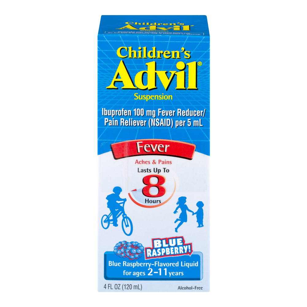 slide 1 of 4, Advil Blue Raspberry Liquid Fever Reducer/Pain Reliever, 4 oz