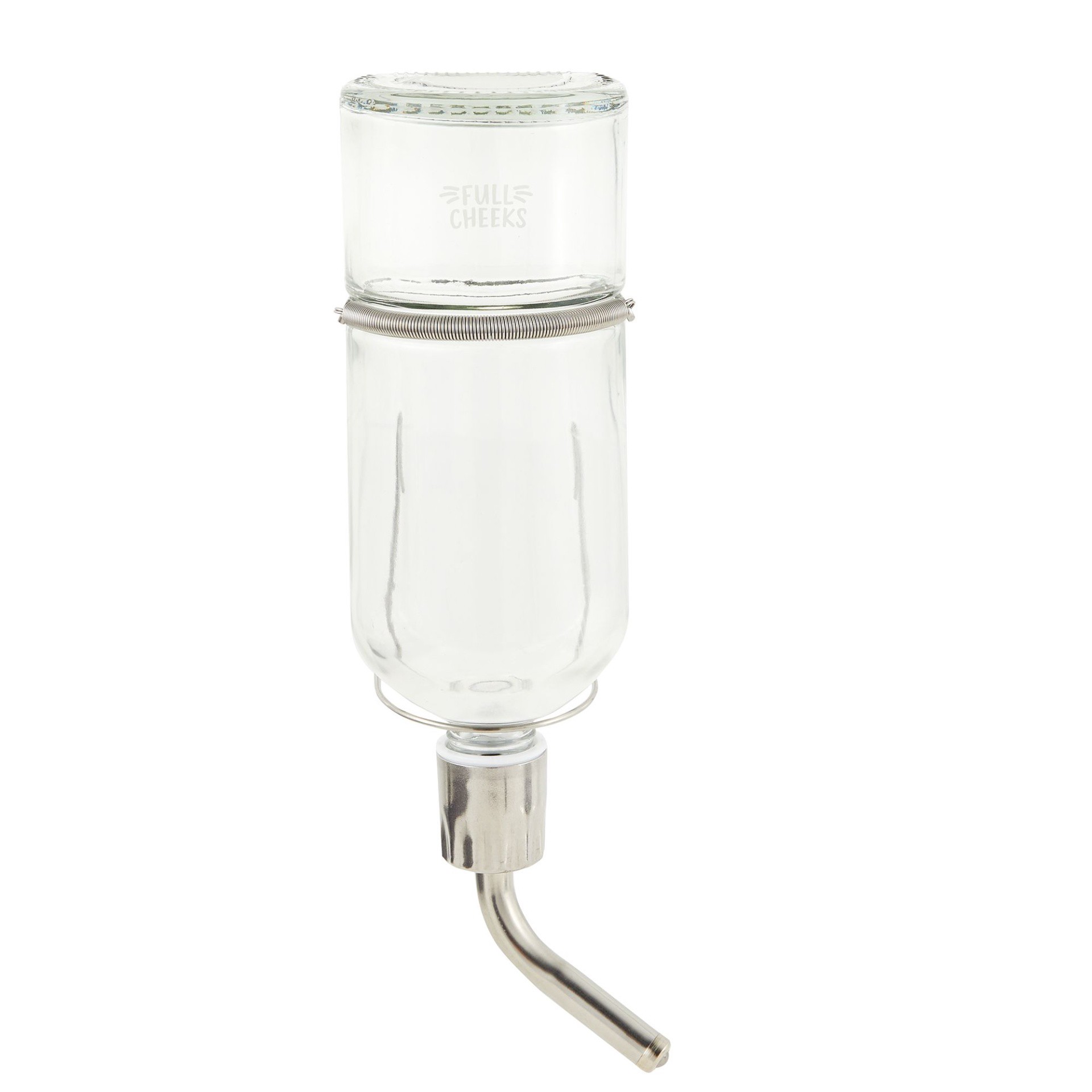 slide 1 of 1, Full Cheeks Small Pet No-Chew Glass Water Bottle, 12 fl oz