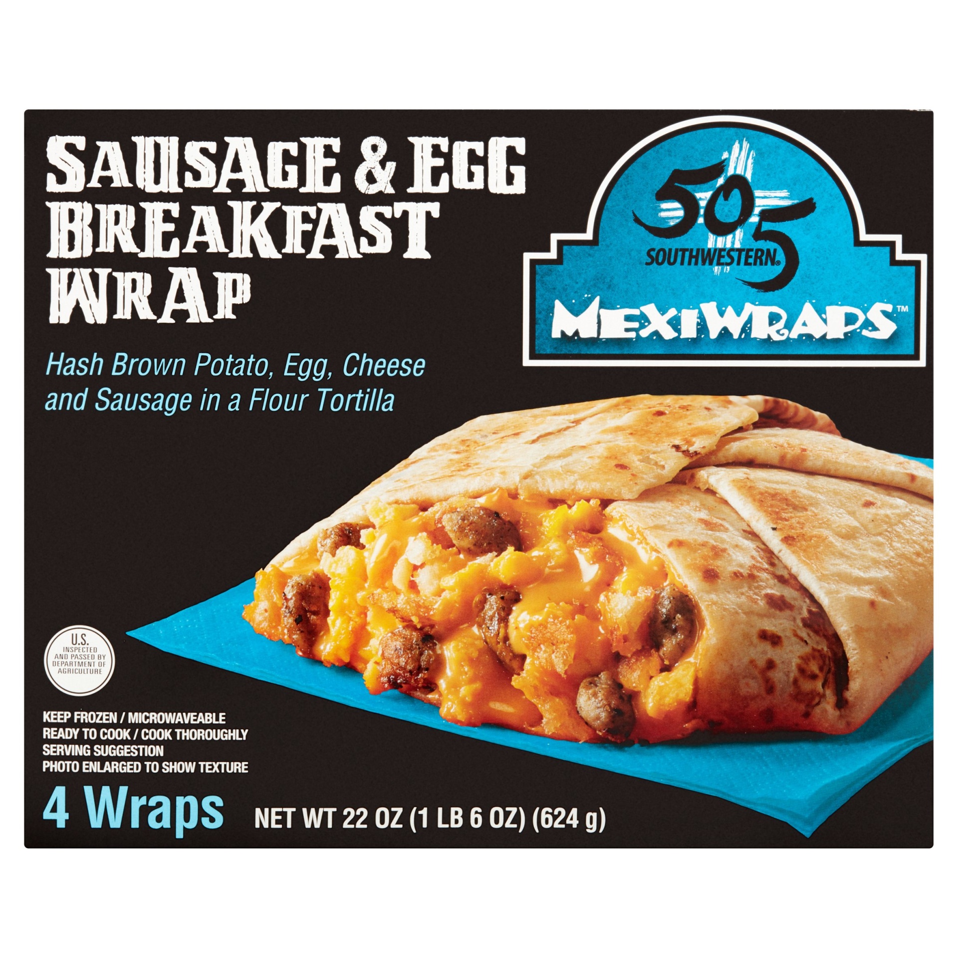 slide 1 of 1, 505 Southwestern Mexiwraps Sausage & Egg Breakfast Wrap, 4 ct