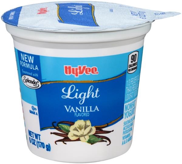 slide 1 of 1, Hy-Vee Light Vanilla Yogurt - 6 oz, 6 oz