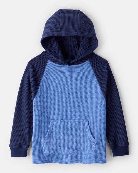 slide 1 of 2, Oshkosh Boys Waffle Knit Color Block Hoodie - Blue Blue 10, 1 ct