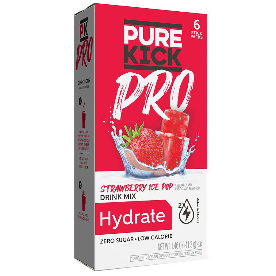 slide 1 of 5, Pure Kick Hydration Drink Mix Strawberry Ice Pop, 0.24 oz