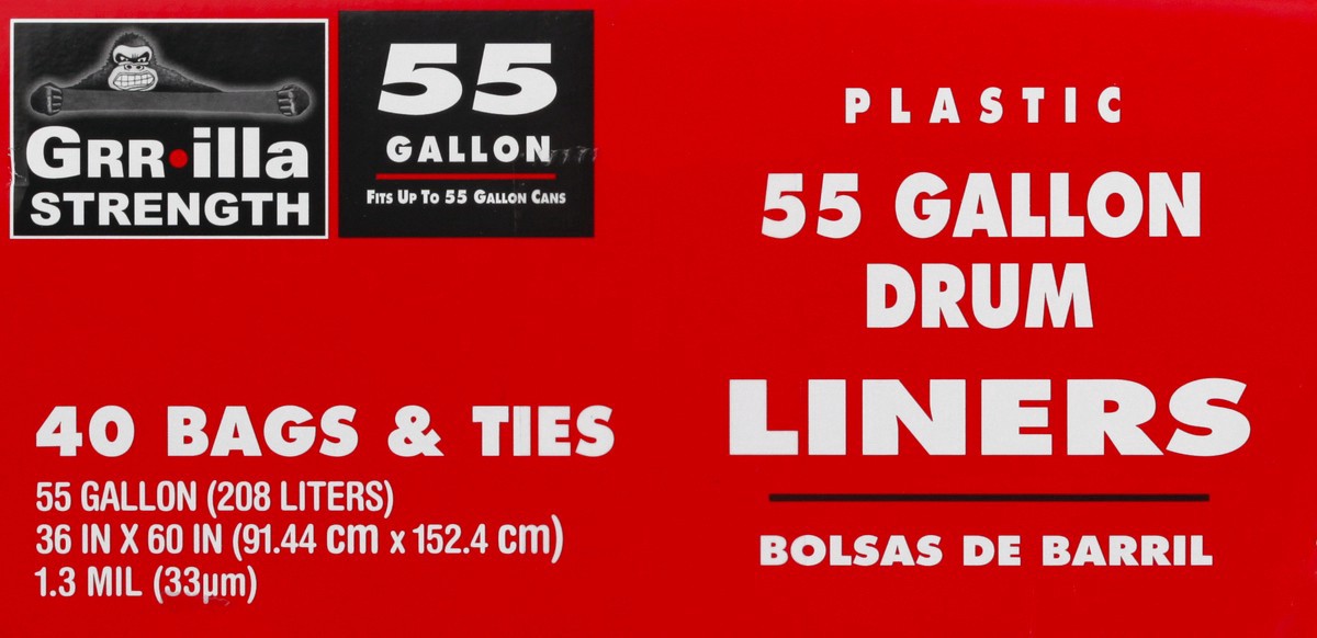 slide 6 of 10, Grrilla Strength 55 Gallon Plastic 55 Gallon Drum Liners 40 ea, 40 ct