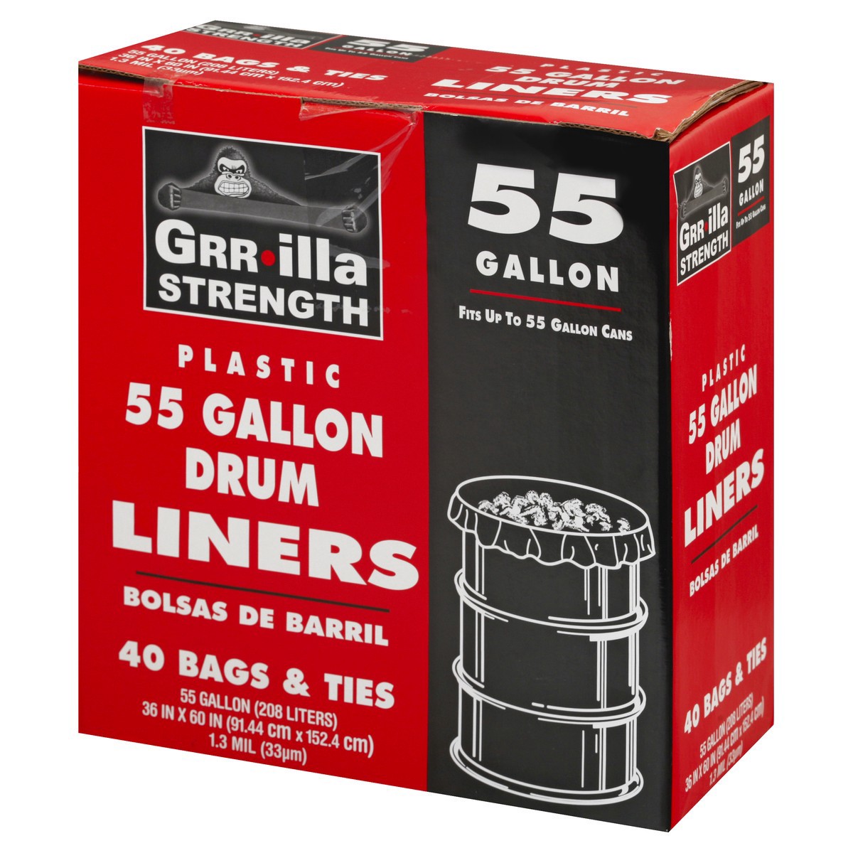 slide 3 of 10, Grrilla Strength 55 Gallon Plastic 55 Gallon Drum Liners 40 ea, 40 ct