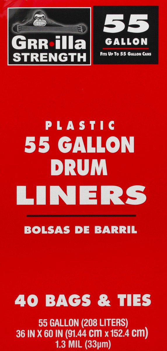 slide 2 of 10, Grrilla Strength 55 Gallon Plastic 55 Gallon Drum Liners 40 ea, 40 ct