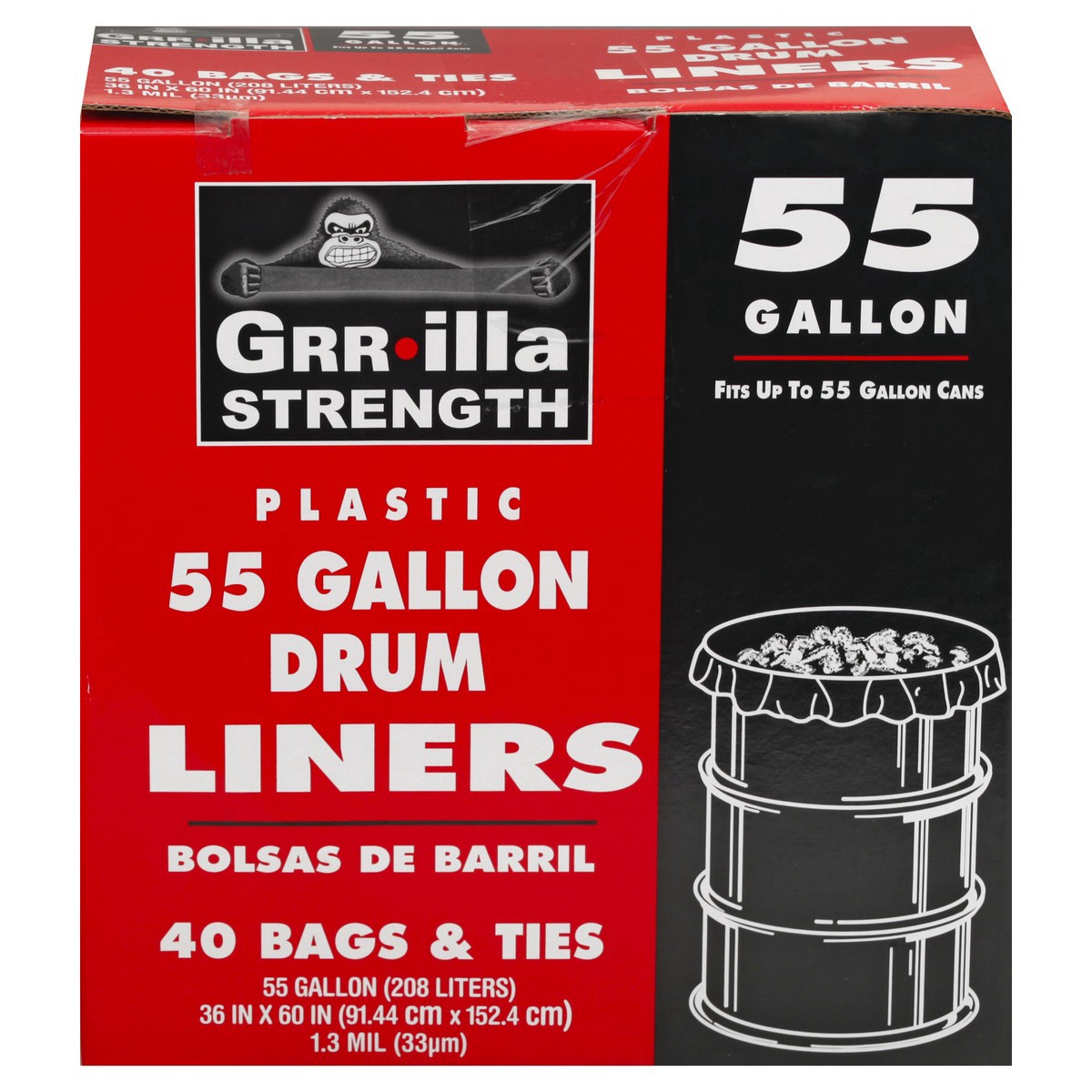 slide 5 of 10, Grrilla Strength 55 Gallon Plastic 55 Gallon Drum Liners 40 ea, 40 ct