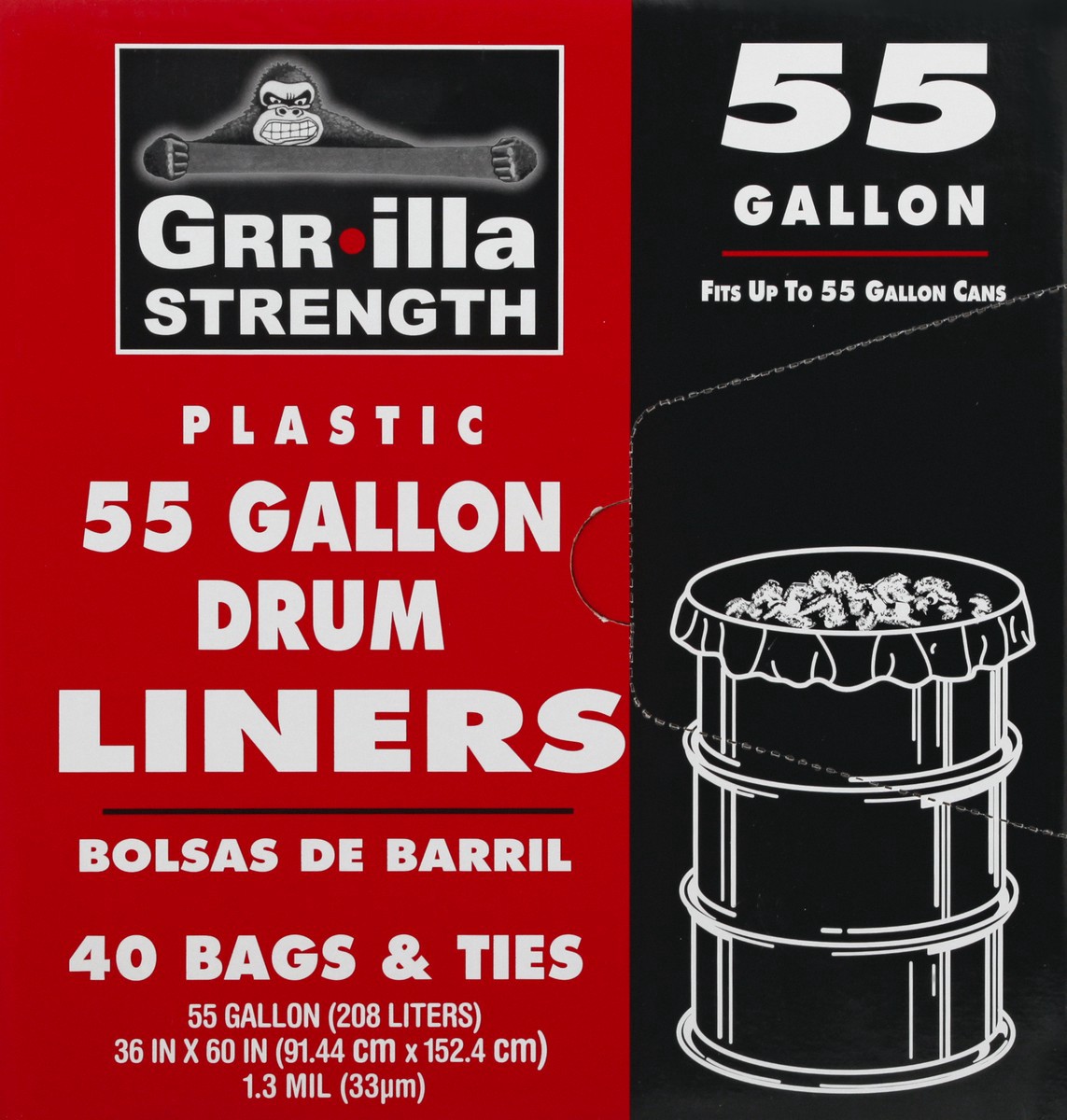 slide 7 of 10, Grrilla Strength 55 Gallon Plastic 55 Gallon Drum Liners 40 ea, 40 ct