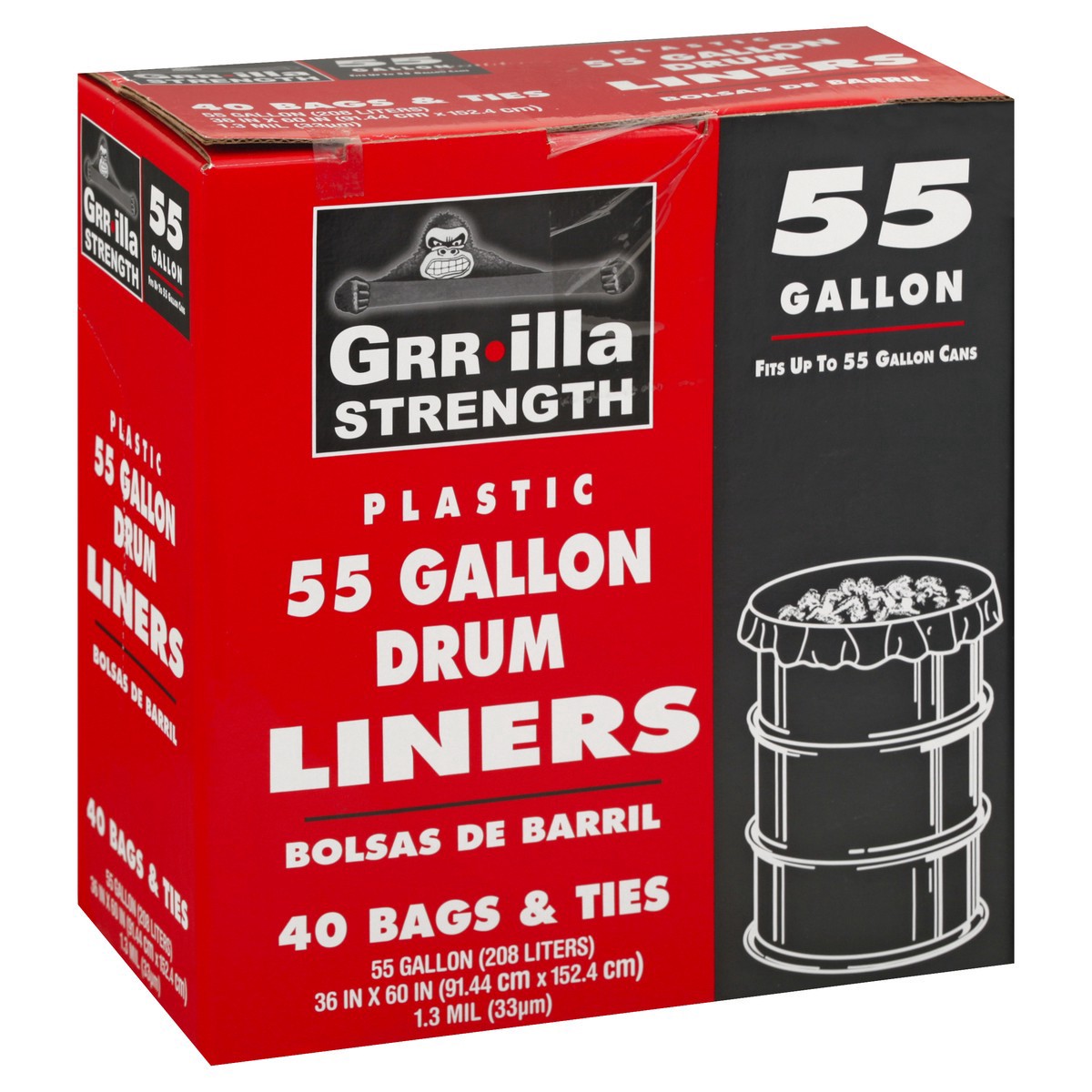 slide 10 of 10, Grrilla Strength 55 Gallon Plastic 55 Gallon Drum Liners 40 ea, 40 ct