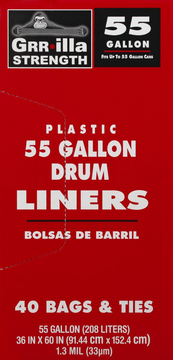 slide 8 of 10, Grrilla Strength 55 Gallon Plastic 55 Gallon Drum Liners 40 ea, 40 ct