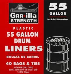 Grrilla Strength 55 Gallon Plastic 55 Gallon Drum Liners 40 ea