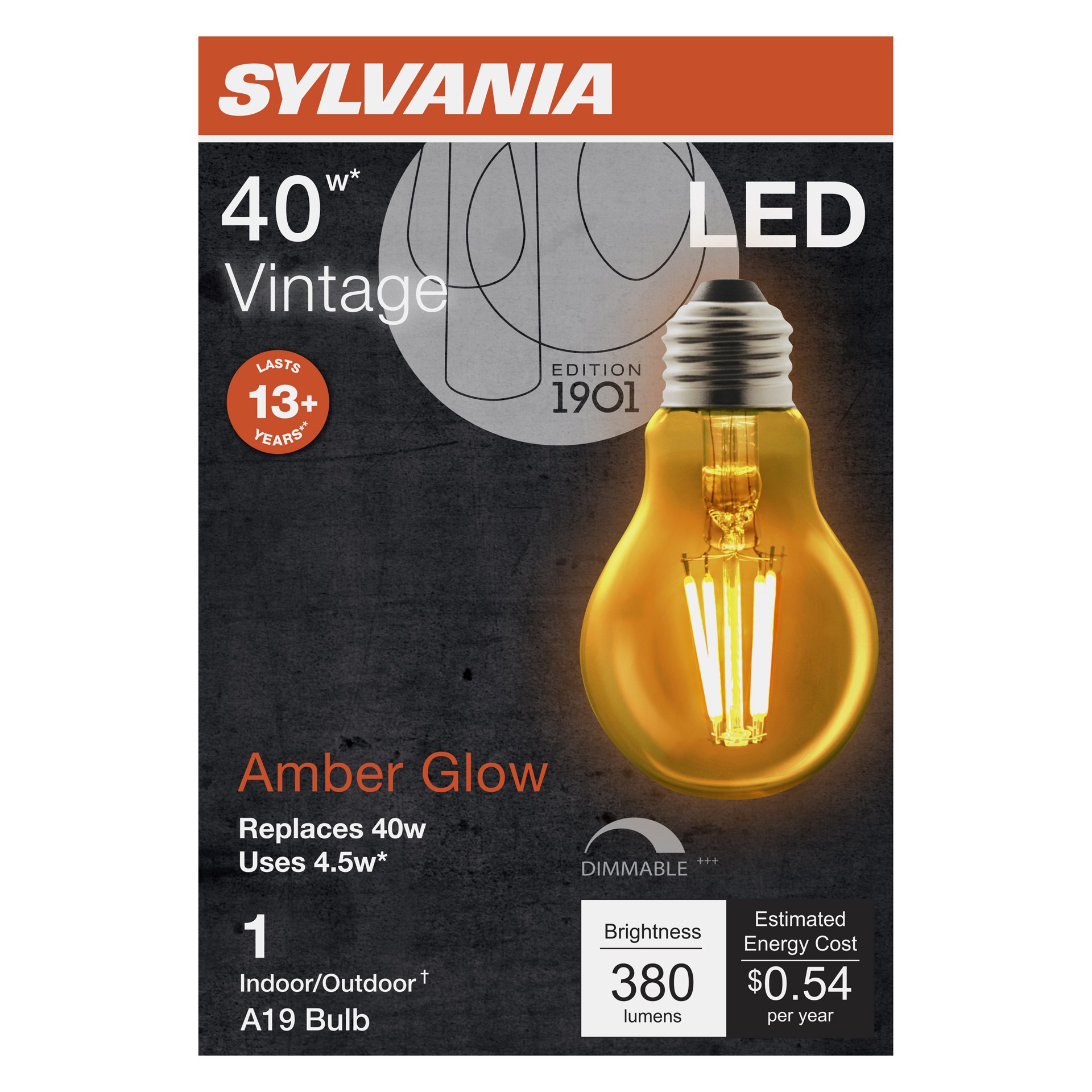 slide 1 of 1, Sylvania Light Bulb Led Filiment 40W, 1 ct