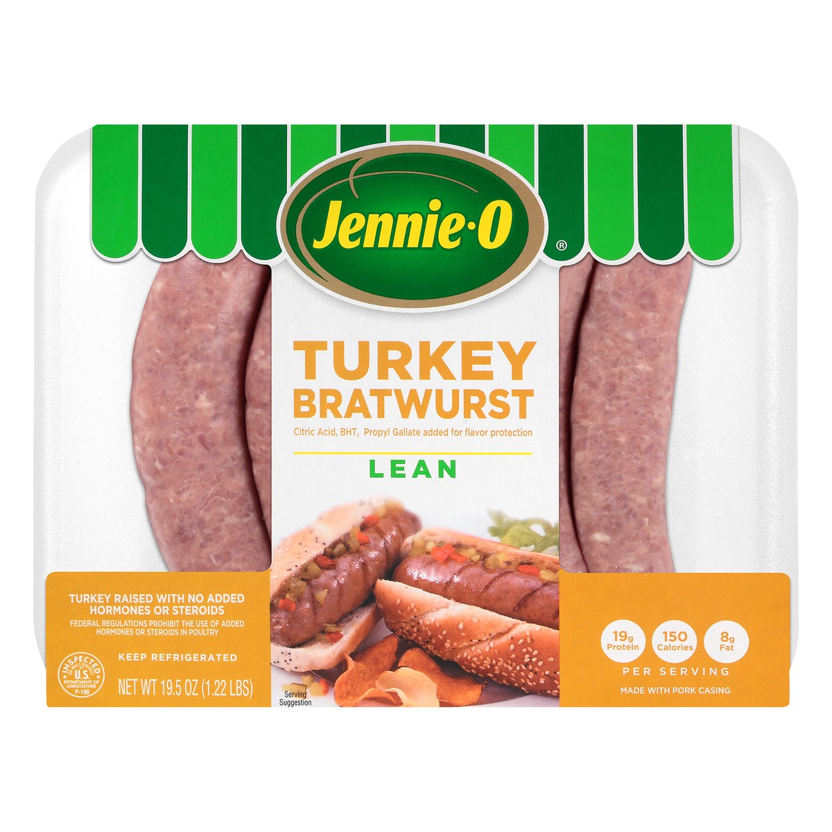 slide 1 of 11, Jennie-O Lean Turkey Bratwurst 19.5 oz, 19.5 oz