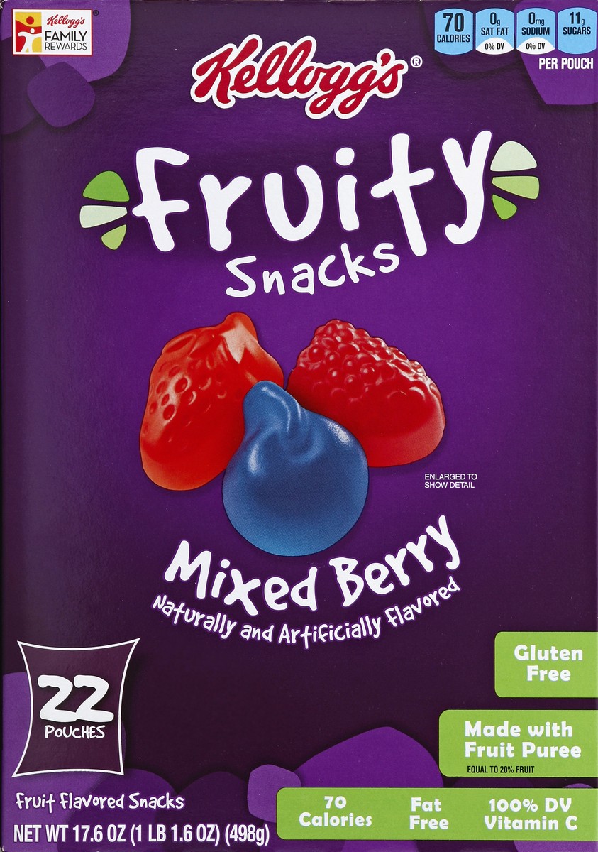 slide 3 of 6, Kellogg's Fruity Mixed Berry Fruit Flavored Snacks, 17.6 oz