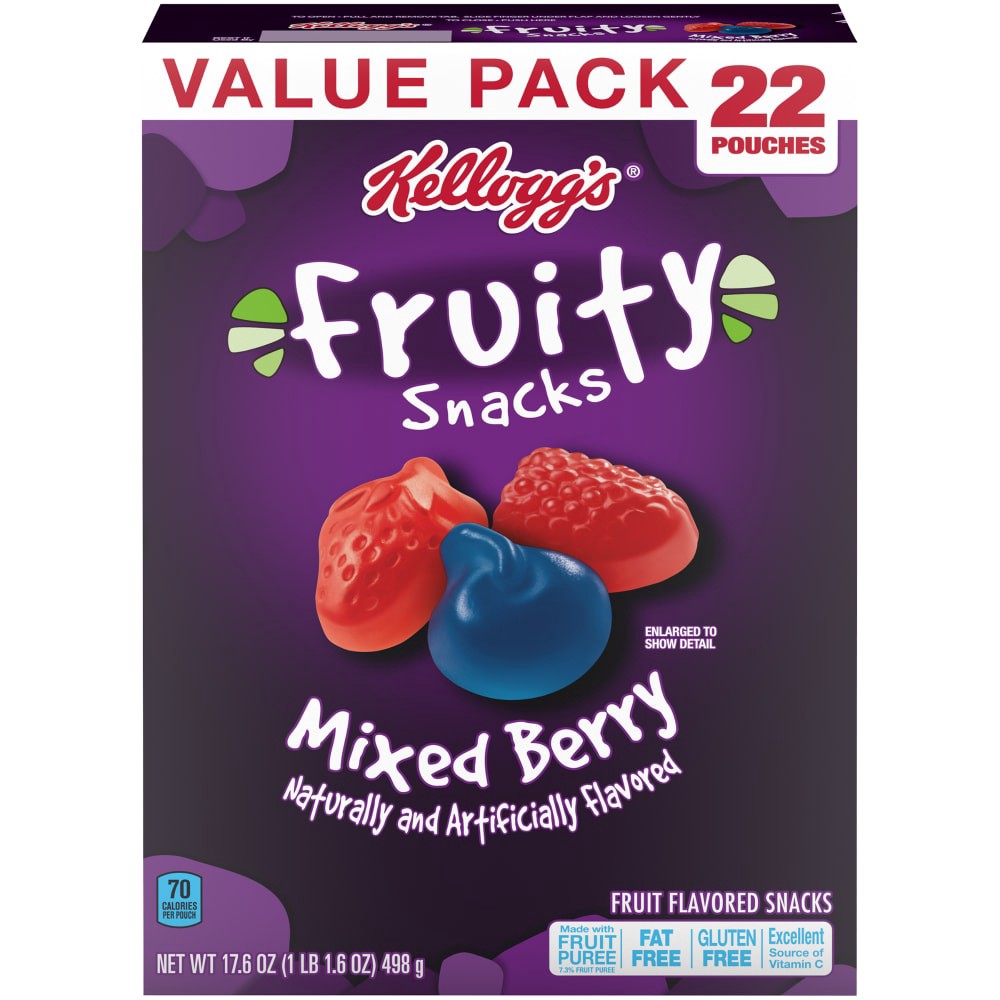 slide 1 of 6, Kellogg's Fruity Mixed Berry Fruit Flavored Snacks, 17.6 oz