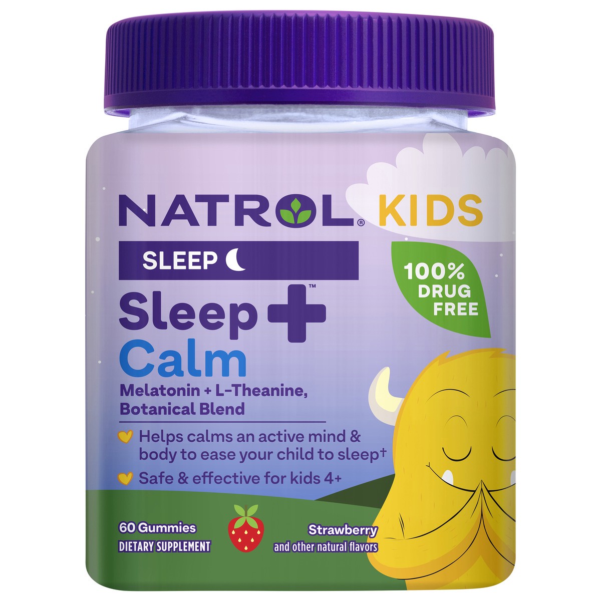 slide 1 of 9, Natrol Kids Sleep+ Calm, Melatonin and L-Theanine, Supplement for Restful Sleep and Calming, Sleep Gummies for Kids, 60 Strawberry-Flavored Melatonin Gummies, 60 Day Supply, 1 ct