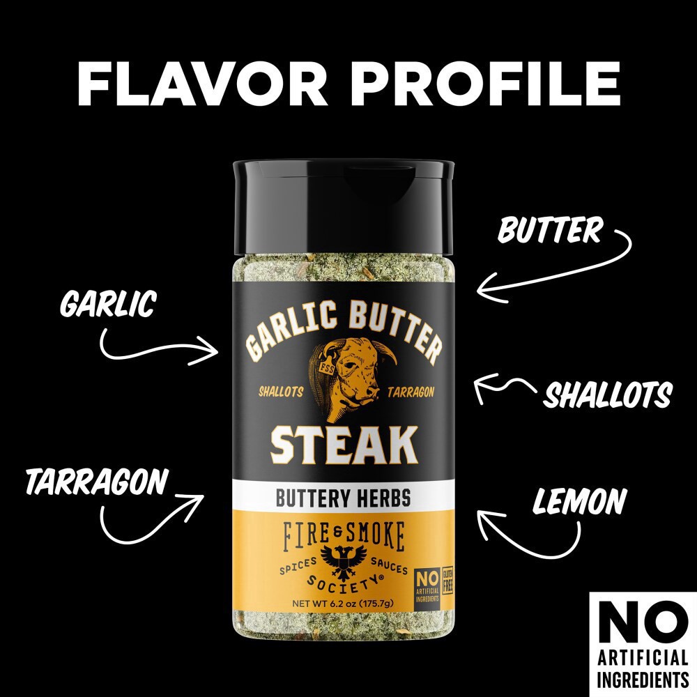 slide 4 of 5, Fire & Smoke Society Garlic Butter Steak Bbq Rub, 6.2 oz