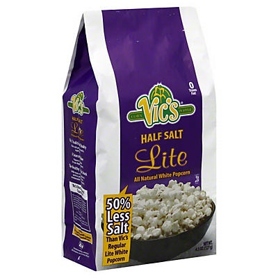 slide 1 of 1, Vic's White Popcorn Lite Half Salt, 4.5 oz