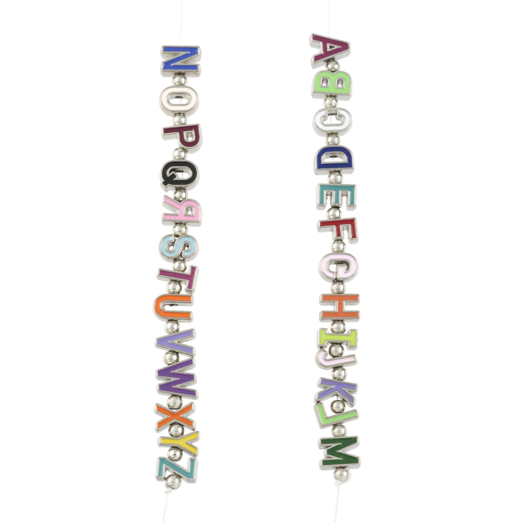 slide 3 of 3, Rhodium Mixed Enamel Metal Alphabet Beads By Bead Landing, 5mm to 10.5mm