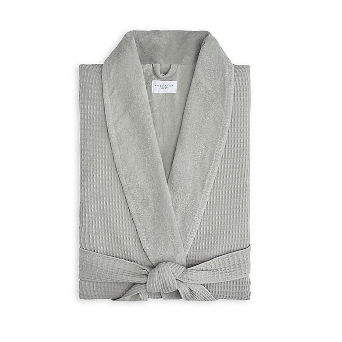 slide 1 of 2, Kassatex Small/Medium Hotel Terry Bathrobe - Grey, 1 ct