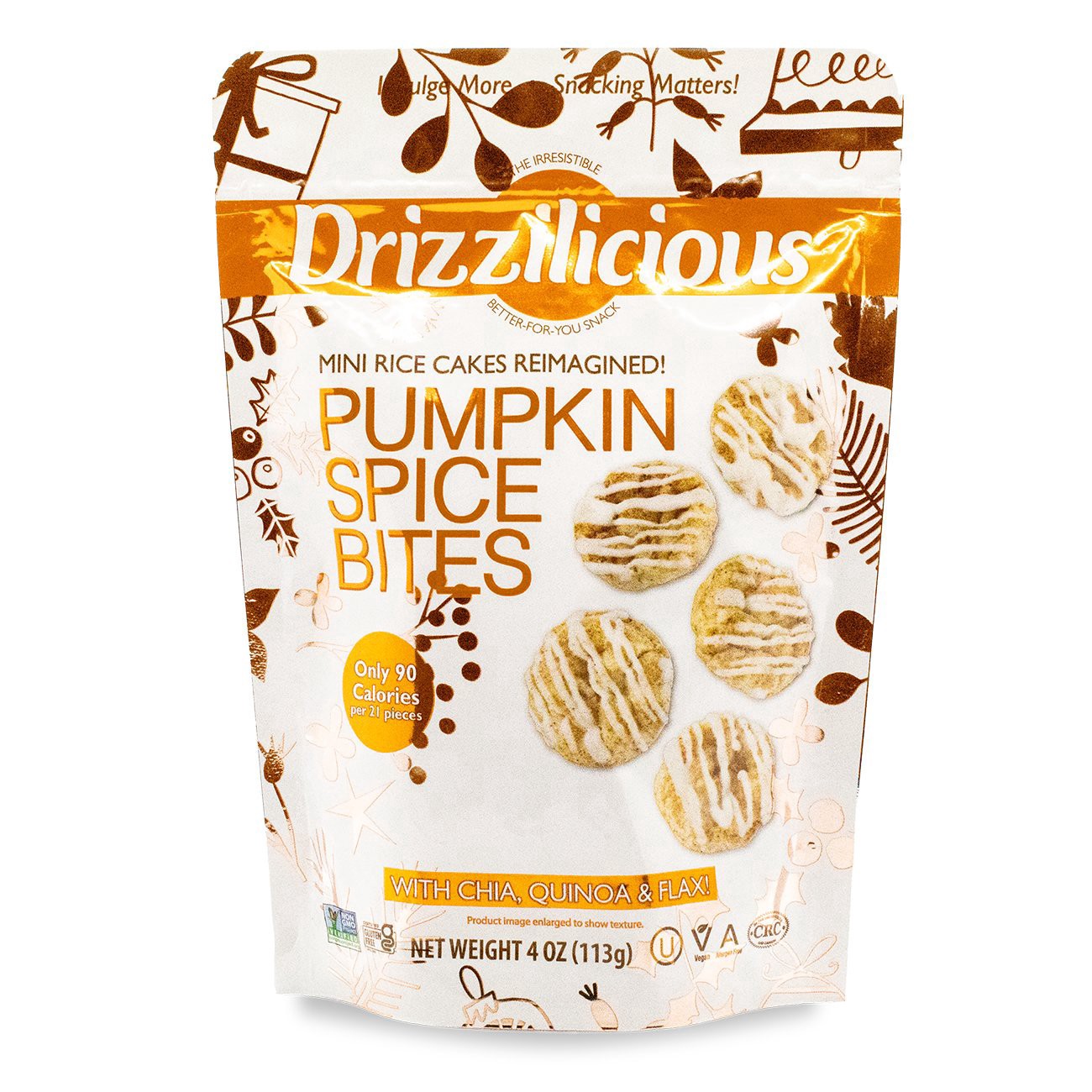 slide 1 of 1, Drizzilicious Pumpkin Spice Mini Rice Cake Bites, 4 oz