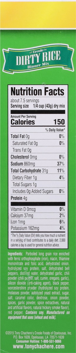slide 8 of 13, Tony Chachere's Creole Dirty Rice Dinner Mix 12 oz, 12 oz
