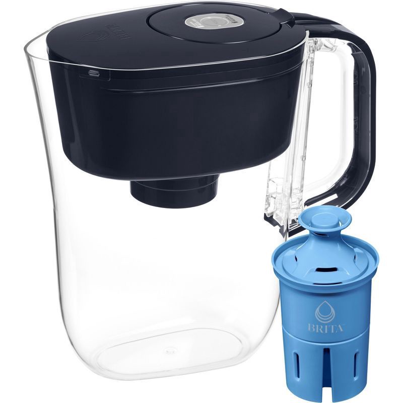 slide 1 of 10, Brita Water Filter 6-Cup Denali Water Pitcher Dispenser with Standard Water Filter Black, 48 fl oz