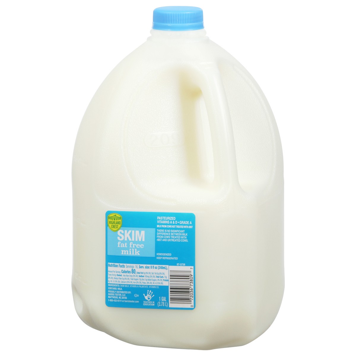 slide 9 of 13, Highland Crest Skim Fat Free Milk 1 gal, 1 gal