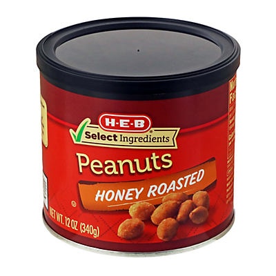 slide 1 of 1, H-E-B Honey Roasted Peanuts, 12 oz